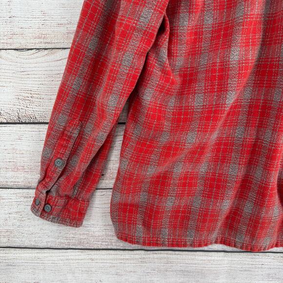 Patagonia Long Sleeved Fjord Flannel Shirt Mens XL Red Gray Plaid - Picture 13 of 14